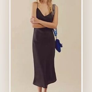 Free People Intimately bias textured slip dress - Black Large